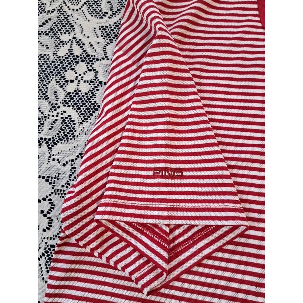 Ping Golf Polo XL Red Striped 3 Button Dry Fiber Dynamics Performance Stretch - Picture 5 of 9